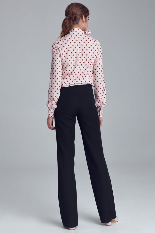 Love Lace Love Lace Women's Soft Office Trousers with Belt Buttons in Black - 3