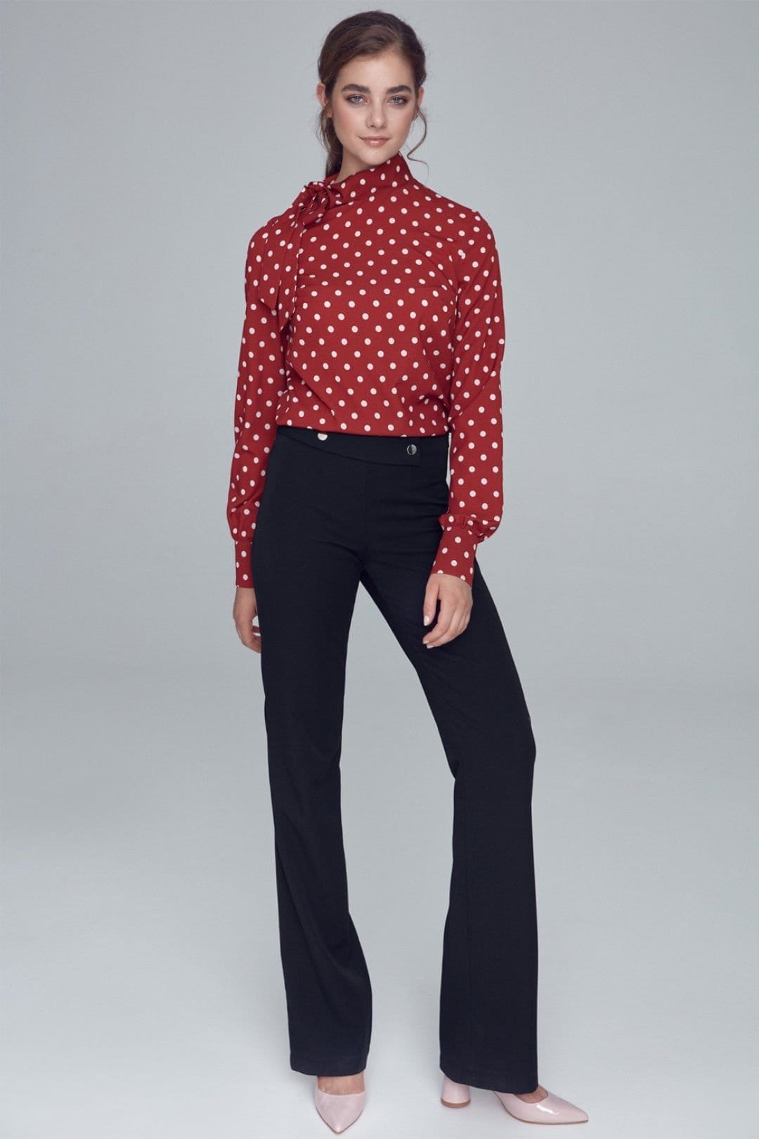 Love Lace Love Lace Women's Soft Office Trousers with Belt Buttons in Black - 4
