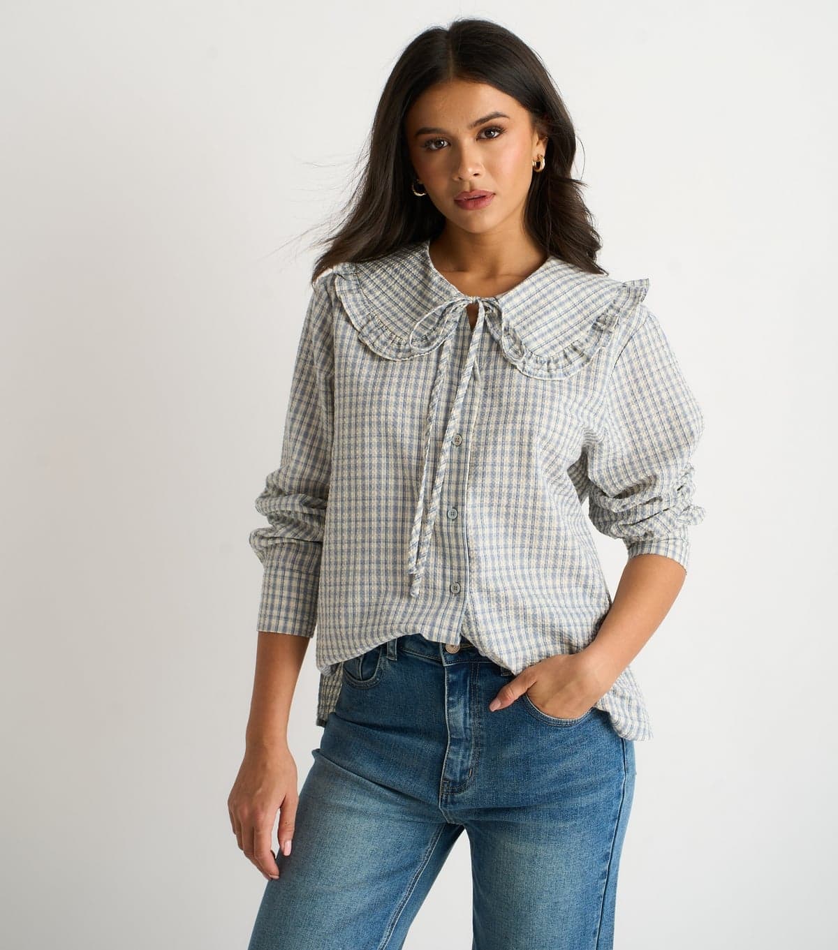 Gini London Women's Blue Collared Shirt Gini London New Look