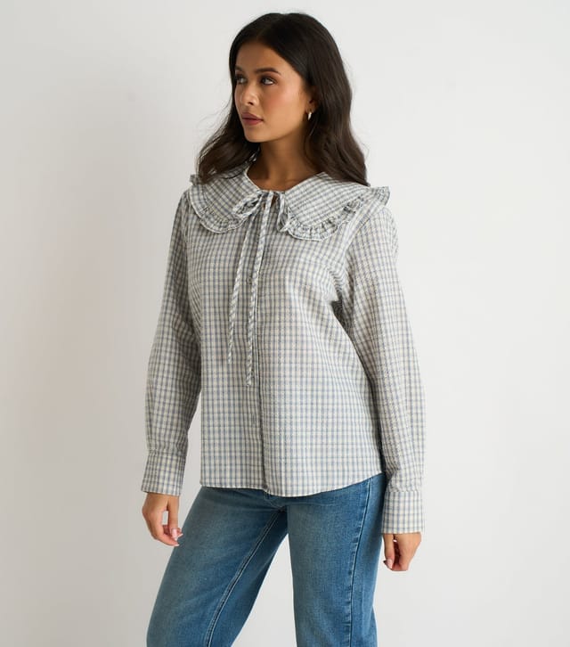 Gini London Women's Blue Collared Shirt Gini London New Look - 3