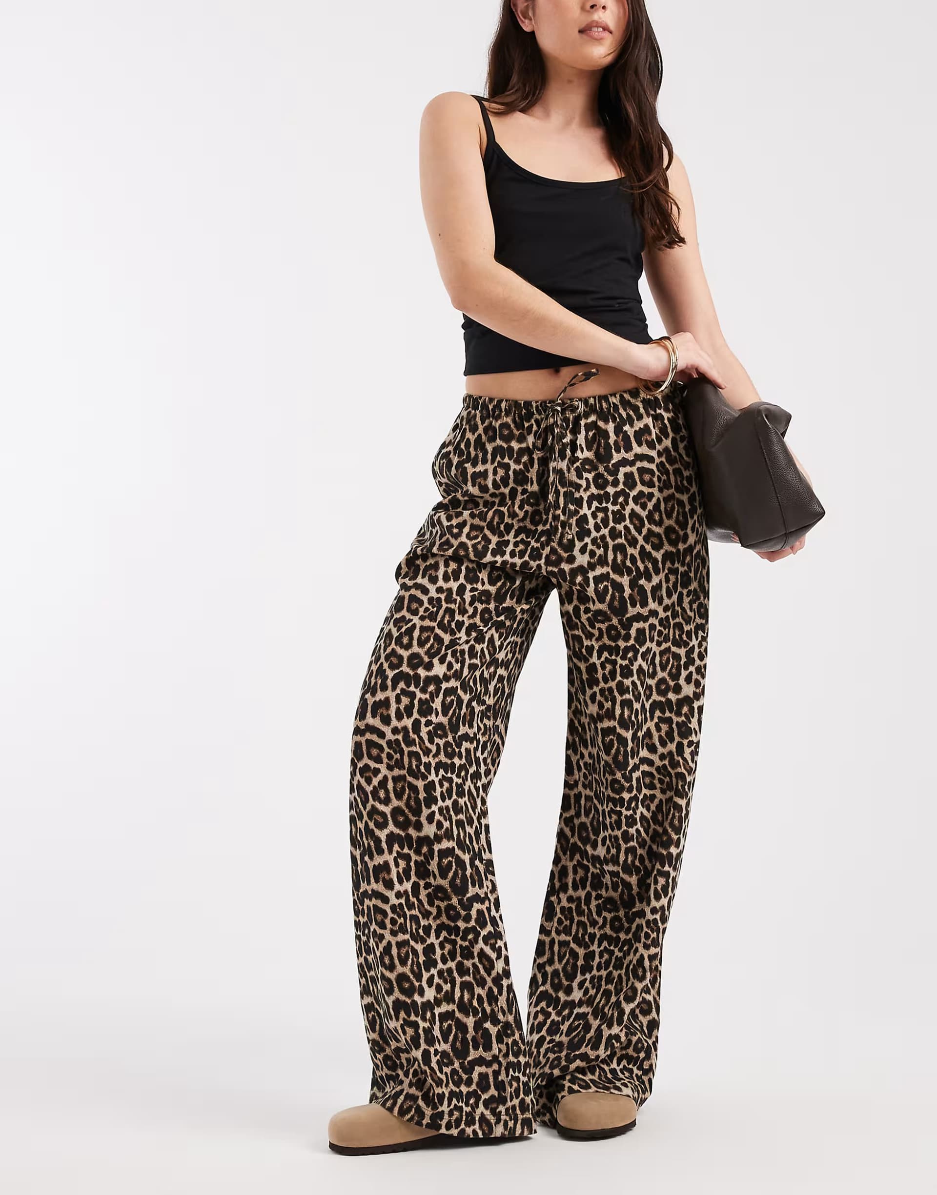 ASOS ONLY tie detail pull on trousers in animal print