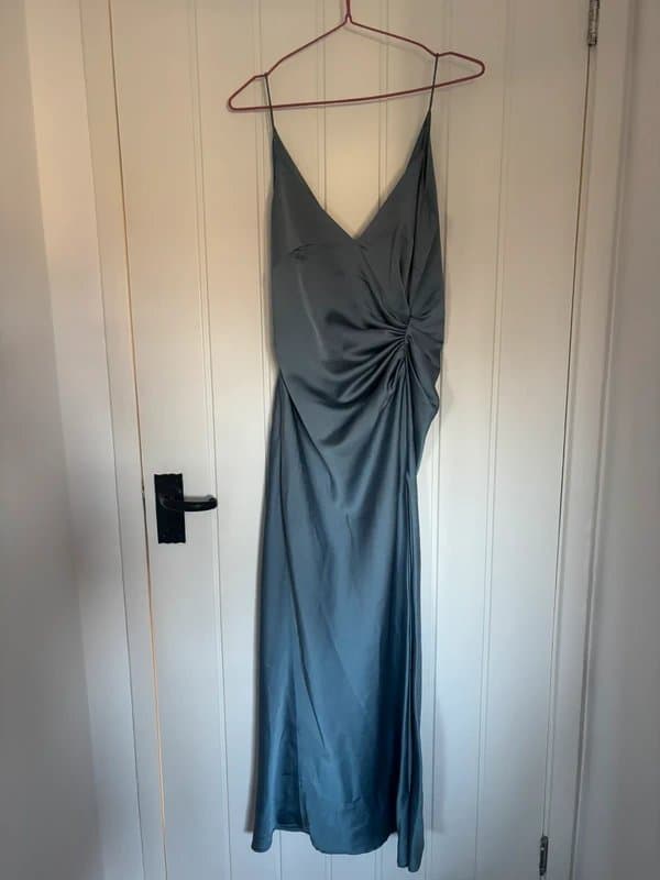ASOS Design ASOS Design Blue Satin Maxi Dress with Slit