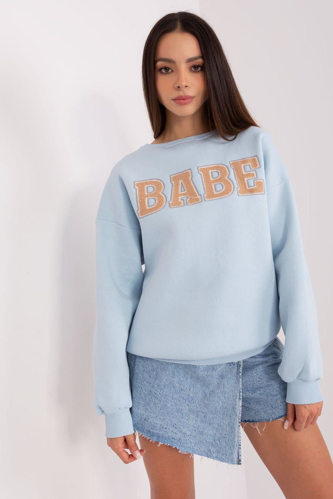 Love Lace Love Lace Women's Cotton Polyester Overhead Slogan Sweatshirt in Blue