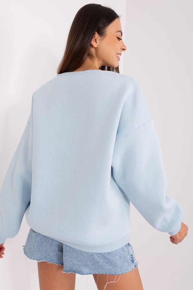 Love Lace Love Lace Women's Cotton Polyester Overhead Slogan Sweatshirt in Blue - 3