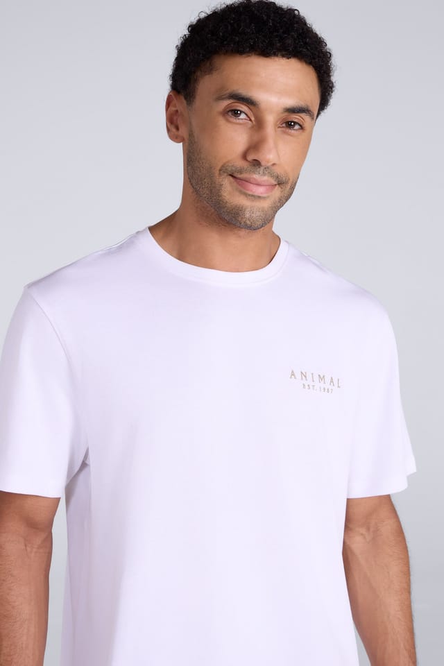 Animal Animal Men's 'Chase' Breathable Short Sleeve Cotton Relaxed Fit T-Shirt in White - 3