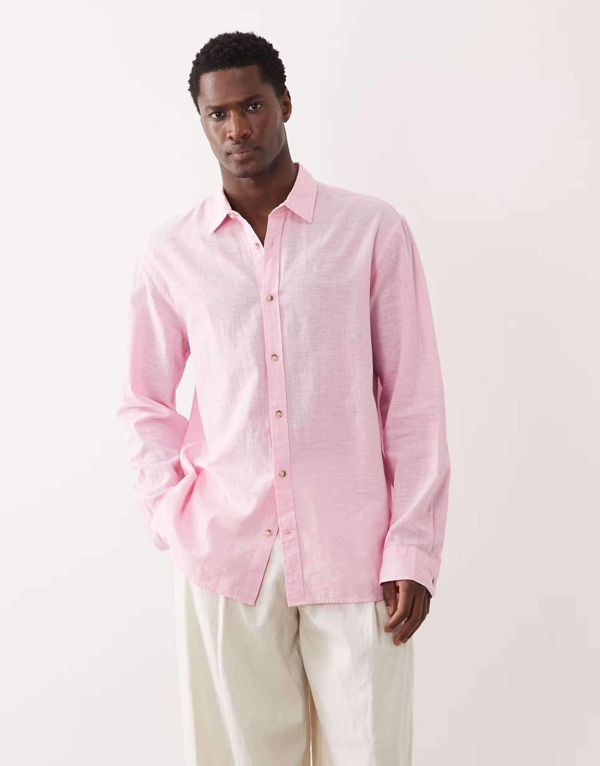 ASOS Jack & Jones linen blend shirt in pink
