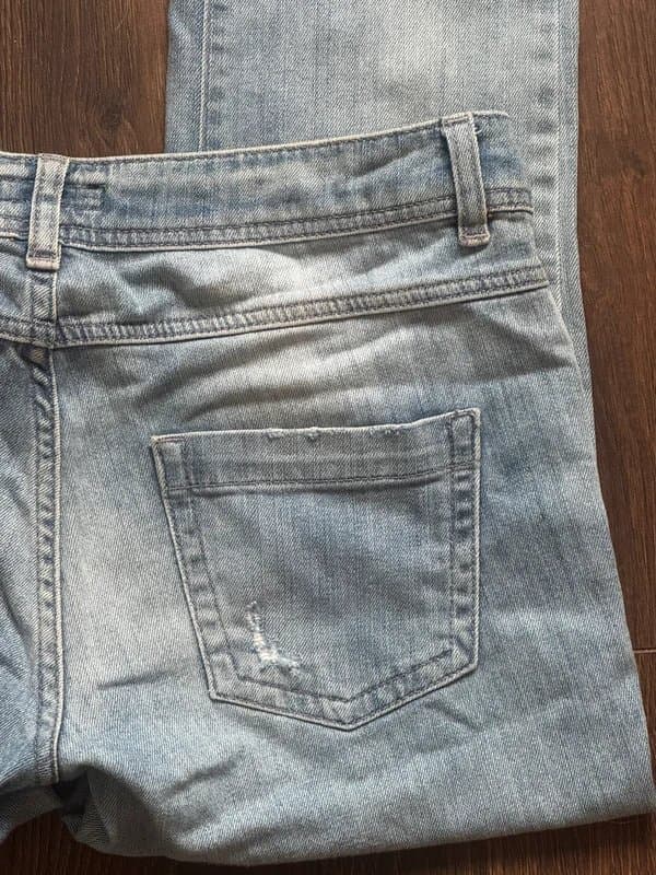 Massimo Dutti Massimo Dutti light wash low rise skinny distressed raw hem jeans - UK 10