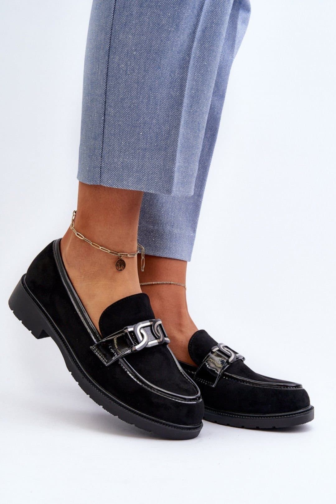 Love Lace Love Lace Black Suede Comfort Flat Moccasin Shoes