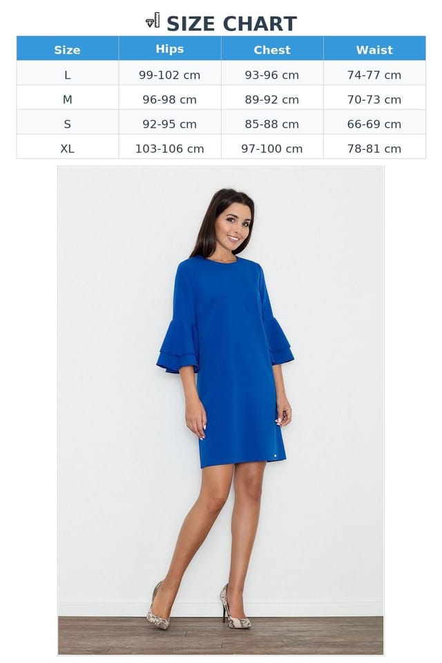 Love Lace Love Lace Women's Elegant Loose Fit Frill Sleeve Back Zip Dress in Blue - 3