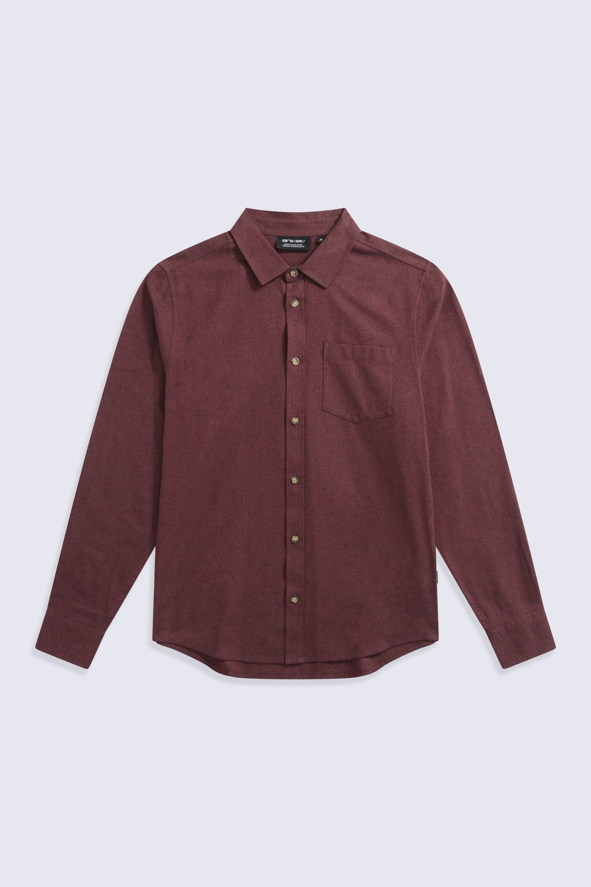 Animal Animal Men's 'Hove' Brushed Cotton Lightweight Chest Pocket Casual Button Shirt in Burgundy