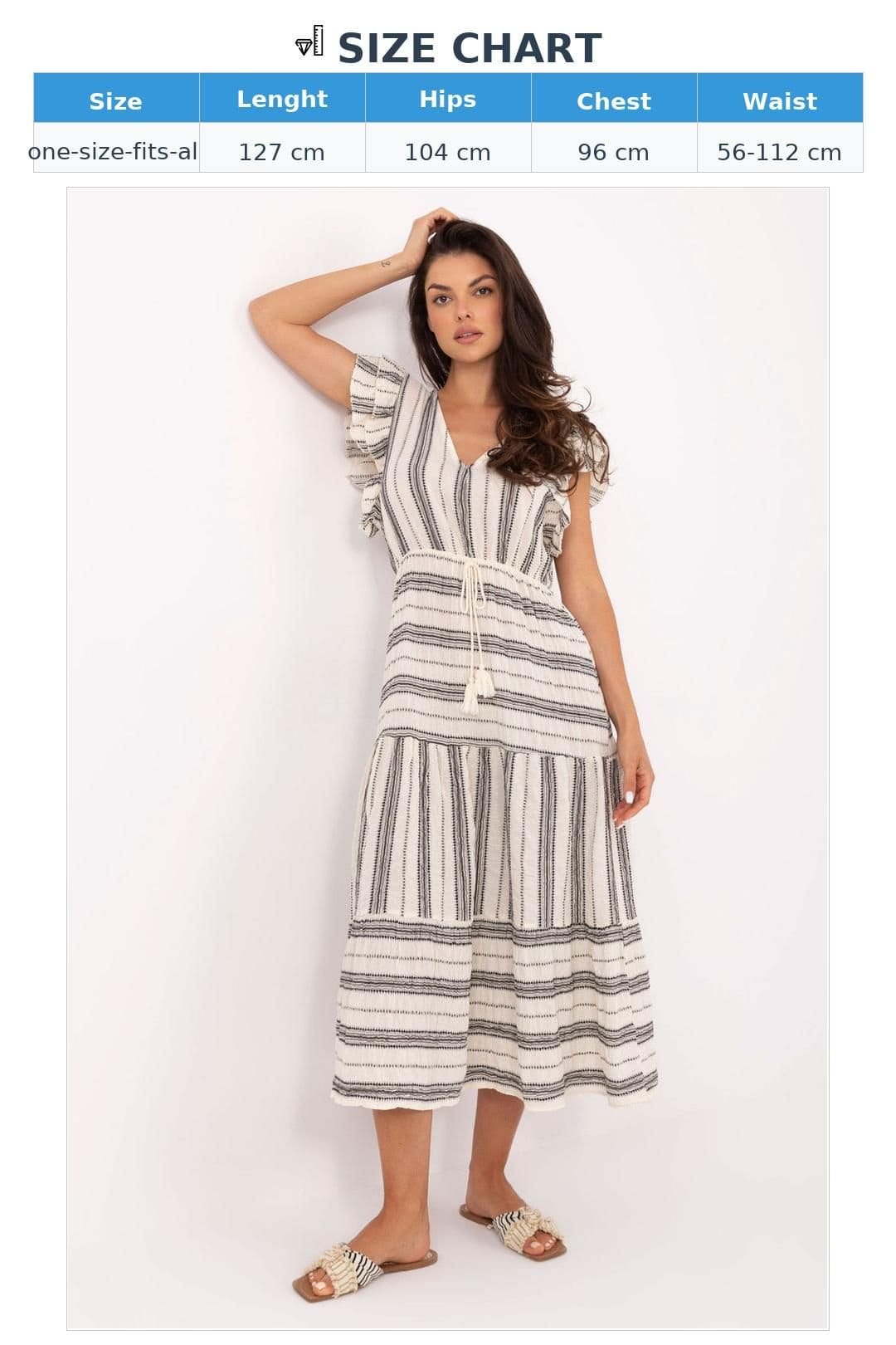 Love Lace Love Lace Women's Boho Cotton Midi Daydress with V Neck in White - 4