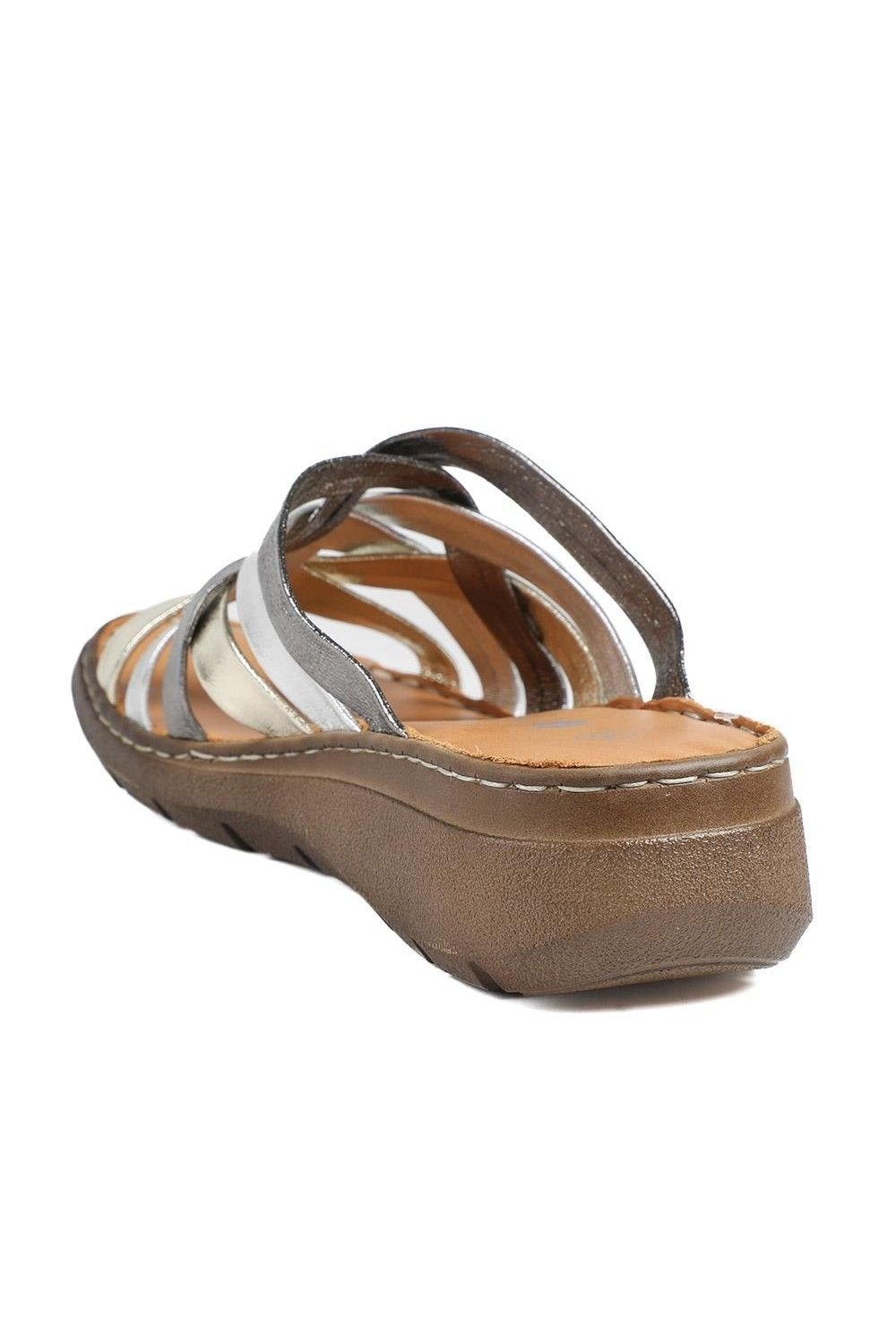 Pavers Pavers Women's Leather Slip On Mule Sandals in Metallics - 3