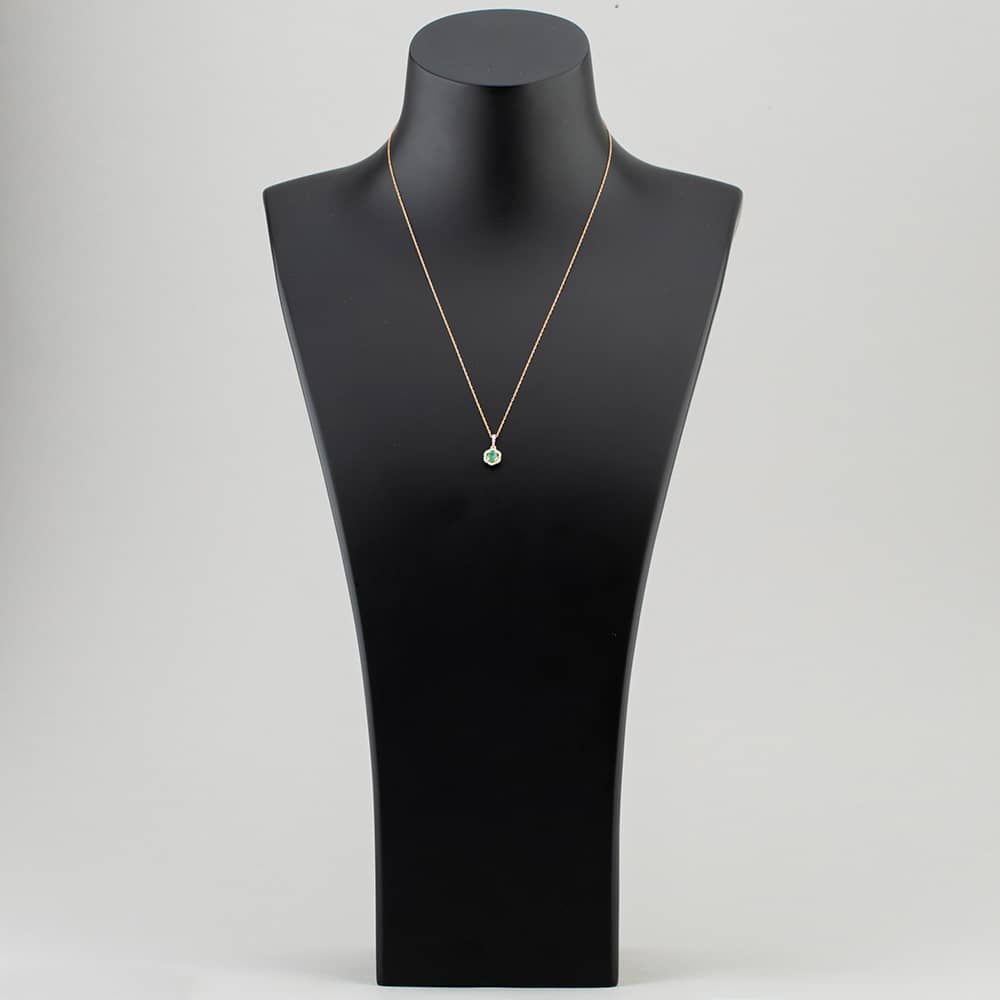 T.H.Baker T.H.Baker Women's 9ct Yellow Gold Emerald & 0.09ct Diamond Halo Pendant Necklace OJP1701-E - 2