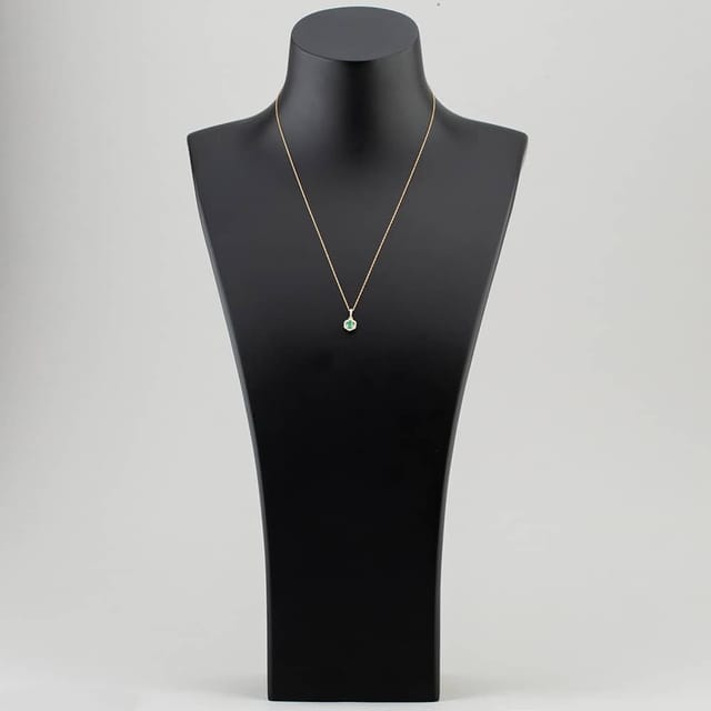 T.H.Baker T.H.Baker Women's 9ct Yellow Gold Emerald & 0.09ct Diamond Halo Pendant Necklace OJP1701-E - 2