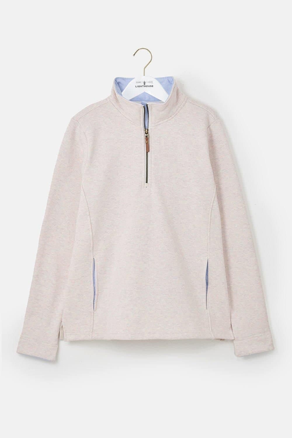 Lighthouse Clothing Lighthouse Clothing Women's Shore Sweatshirt Cotton Funnel Neck Jersey in Light Beige