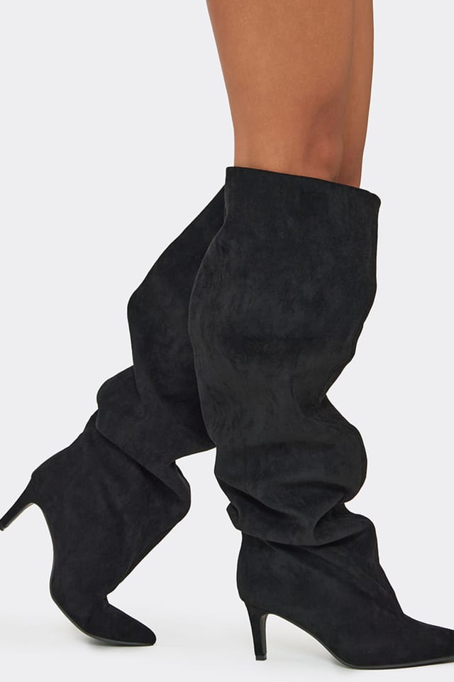 EGO EGO Women's Knee High Faux Suede Stiletto Boots in Black - 2