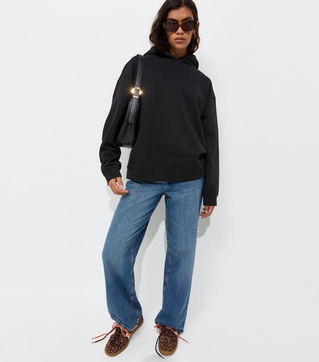 New Look Women's Black Cotton Rich Long Sleeve Hoodie New Look - 2