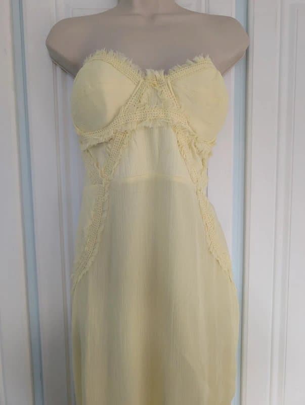 ASOS ASOS Design raw edge corset detail midi dress in yellow size 16