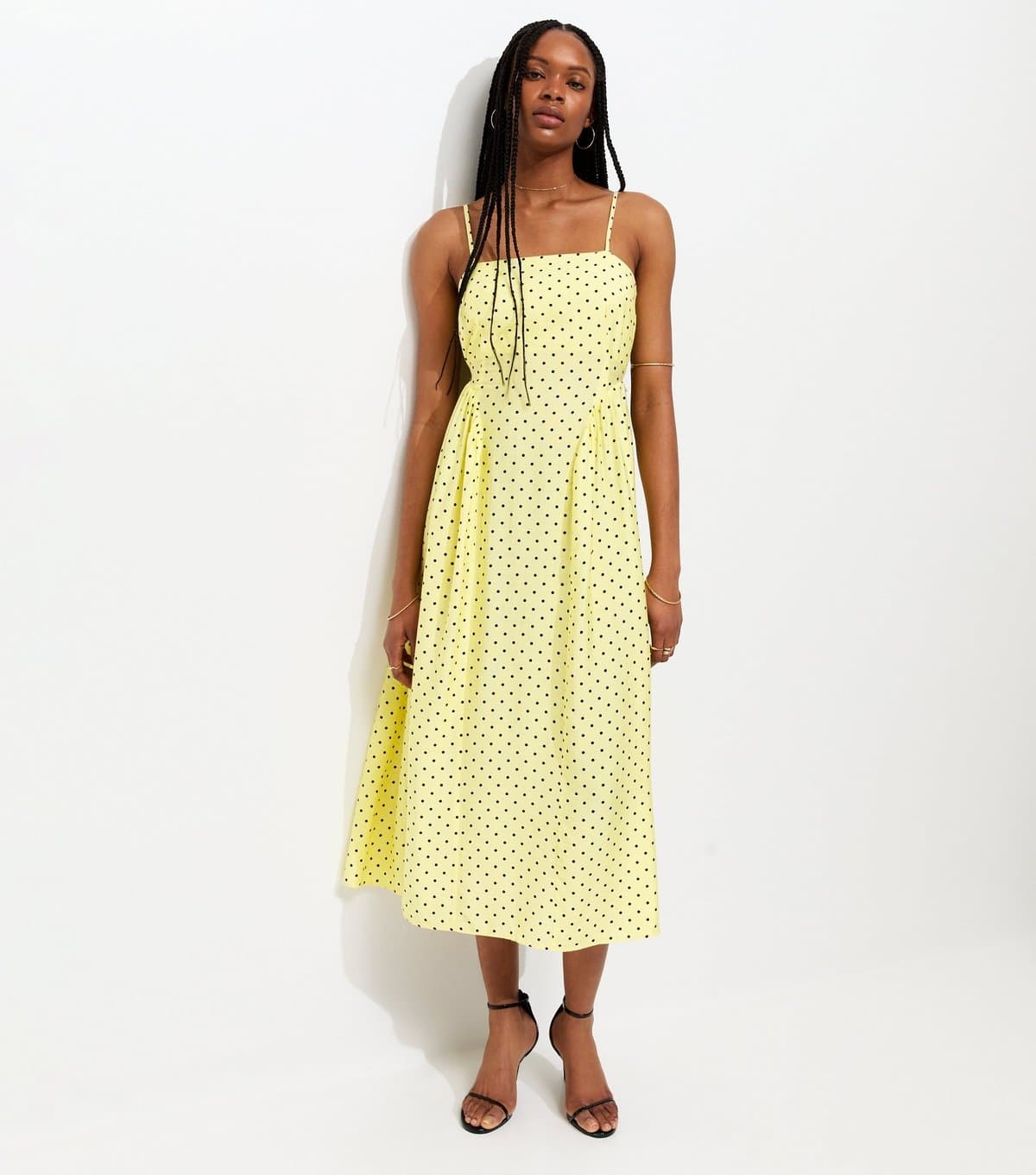New Look Women's Yellow Spot Print Cami Godet Midi Dress New Look