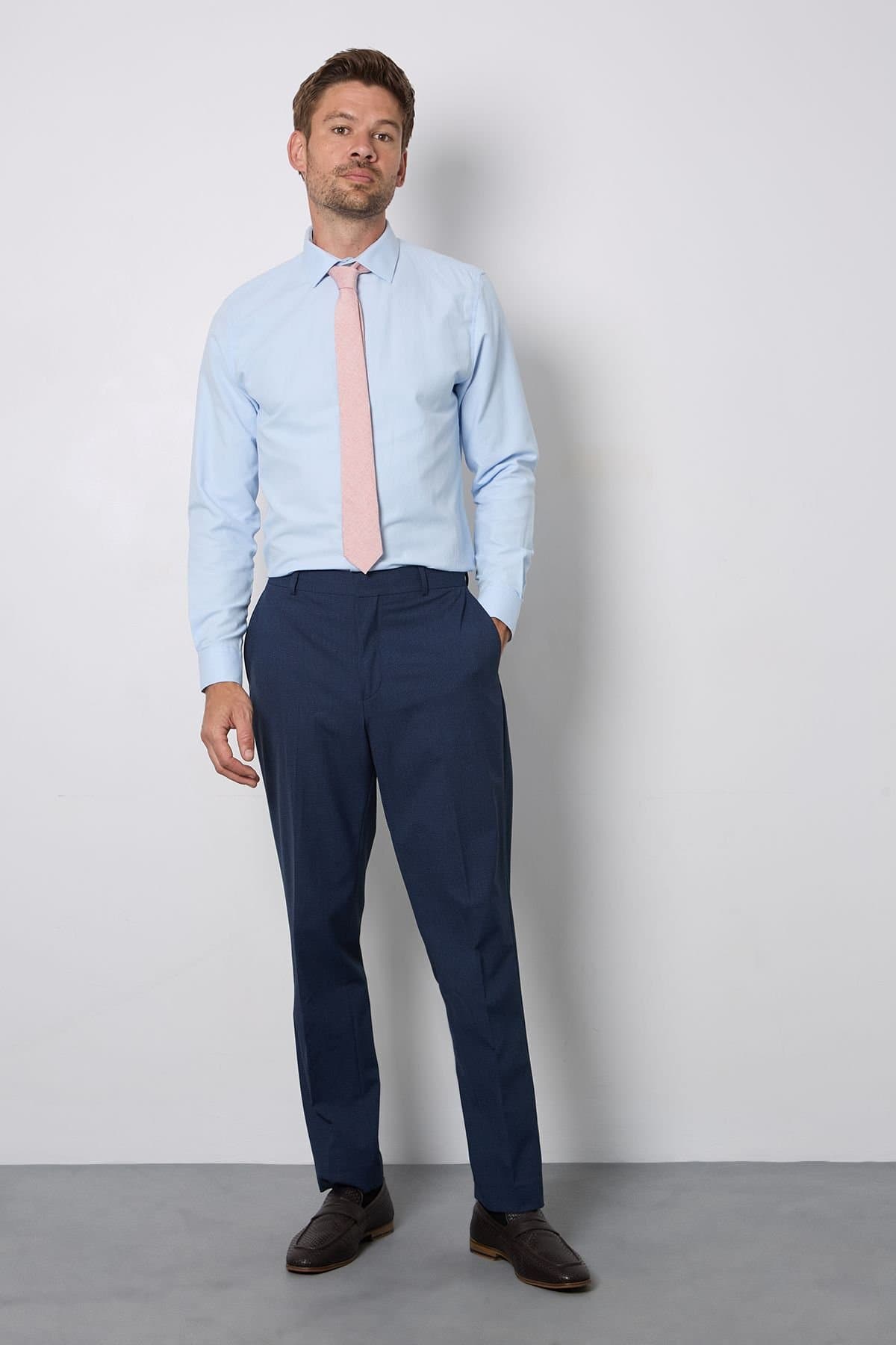 Burton Burton Men's Navy Marl Slim Fit Suit Trousers