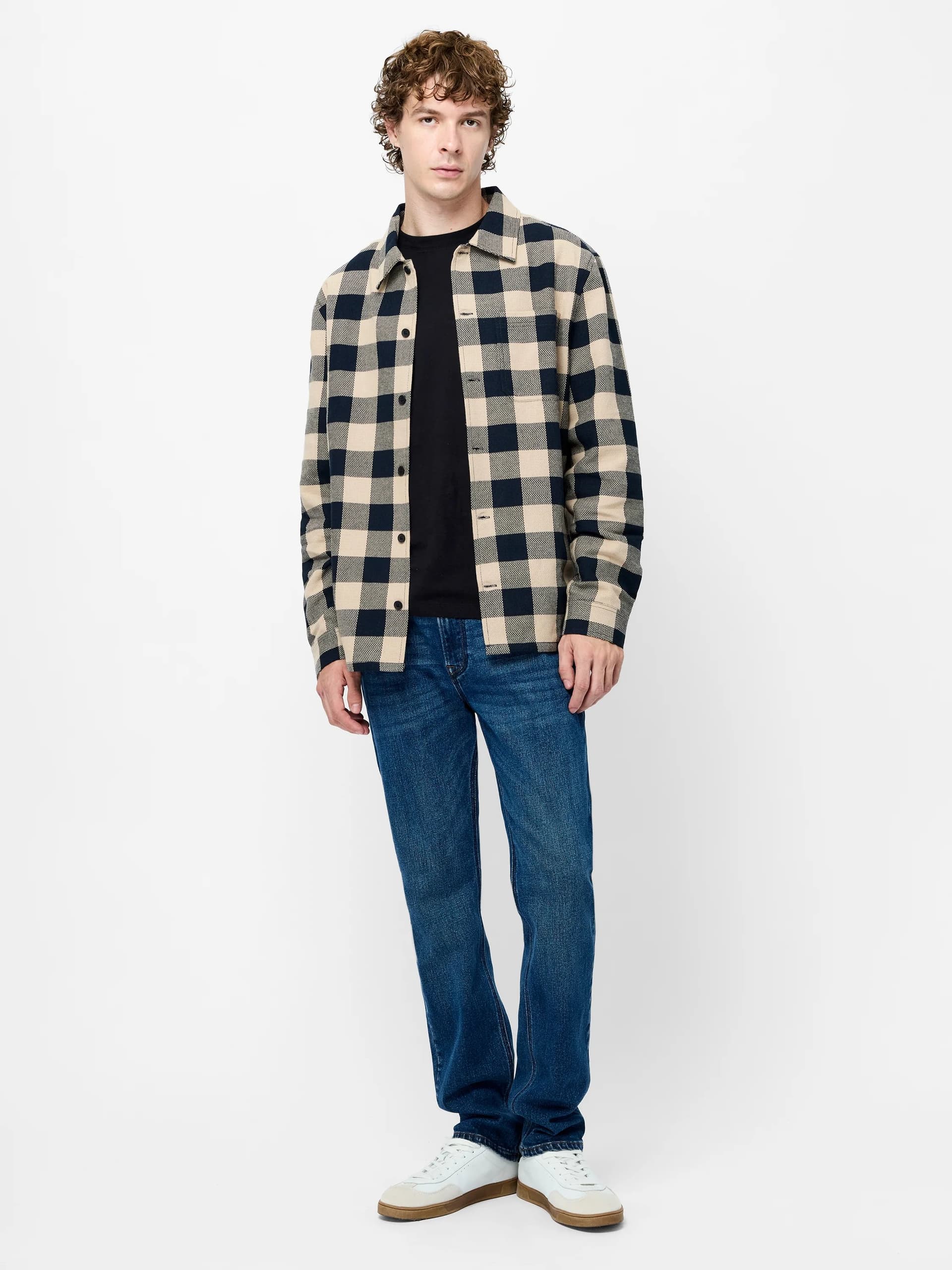 French Connection Sand Dobby Check Long Sleeve Shirt Sand Multi