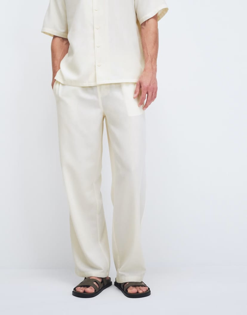 ASOS New Look co-ord wide leg linen look trousers in off white - 1