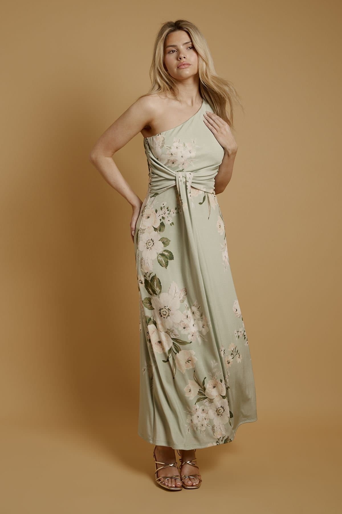 Oasis Oasis Women's Trailing Camelia Jersey Bandeau Maxi Dress in Sage