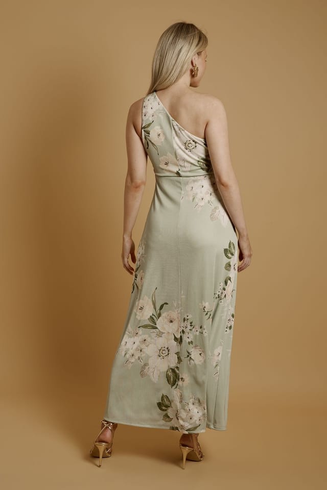 Oasis Oasis Women's Trailing Camelia Jersey Bandeau Maxi Dress in Sage - 3