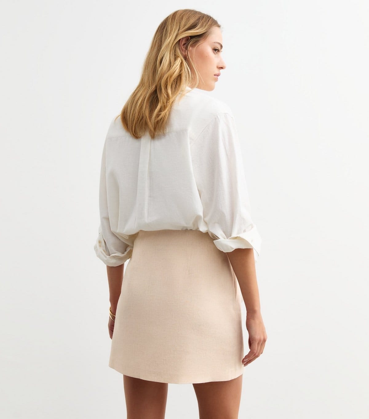 New Look Women's Stone Soft Touch Linen Blend Pelmet Mini Skirt New Look - 4