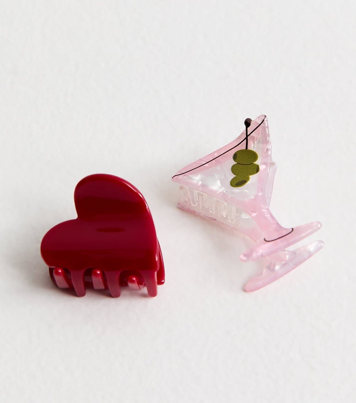 New Look Pack Of 2 Pink Cocktail And Heart Claw Clip New Look