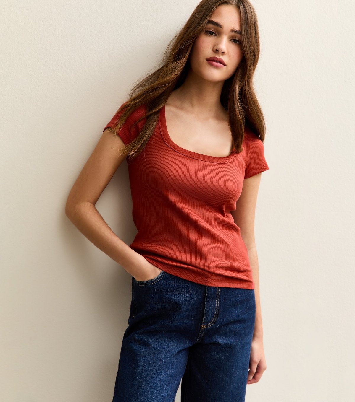 New Look Women's Red Square Neck Top New Look - 2