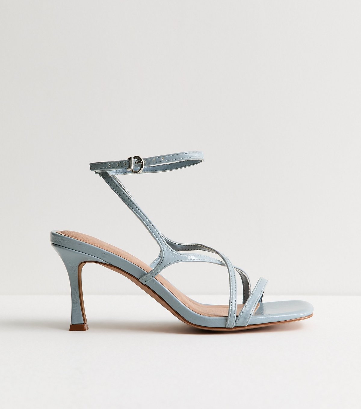 New Look Women's Light Blue Faux Leather Square Toe Stiletto Sandals Vegan New Look - 2