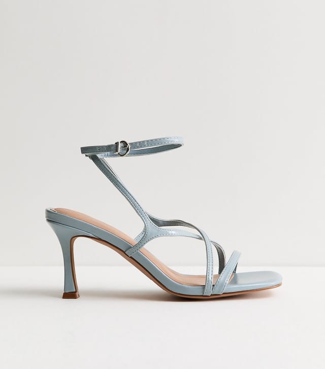 New Look Women's Light Blue Faux Leather Square Toe Stiletto Sandals Vegan New Look - 2