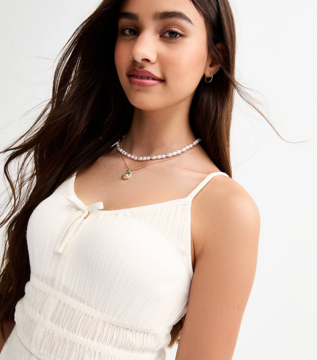 New Look Girls' White Textured Ruched Waist Playsuit New Look - 2