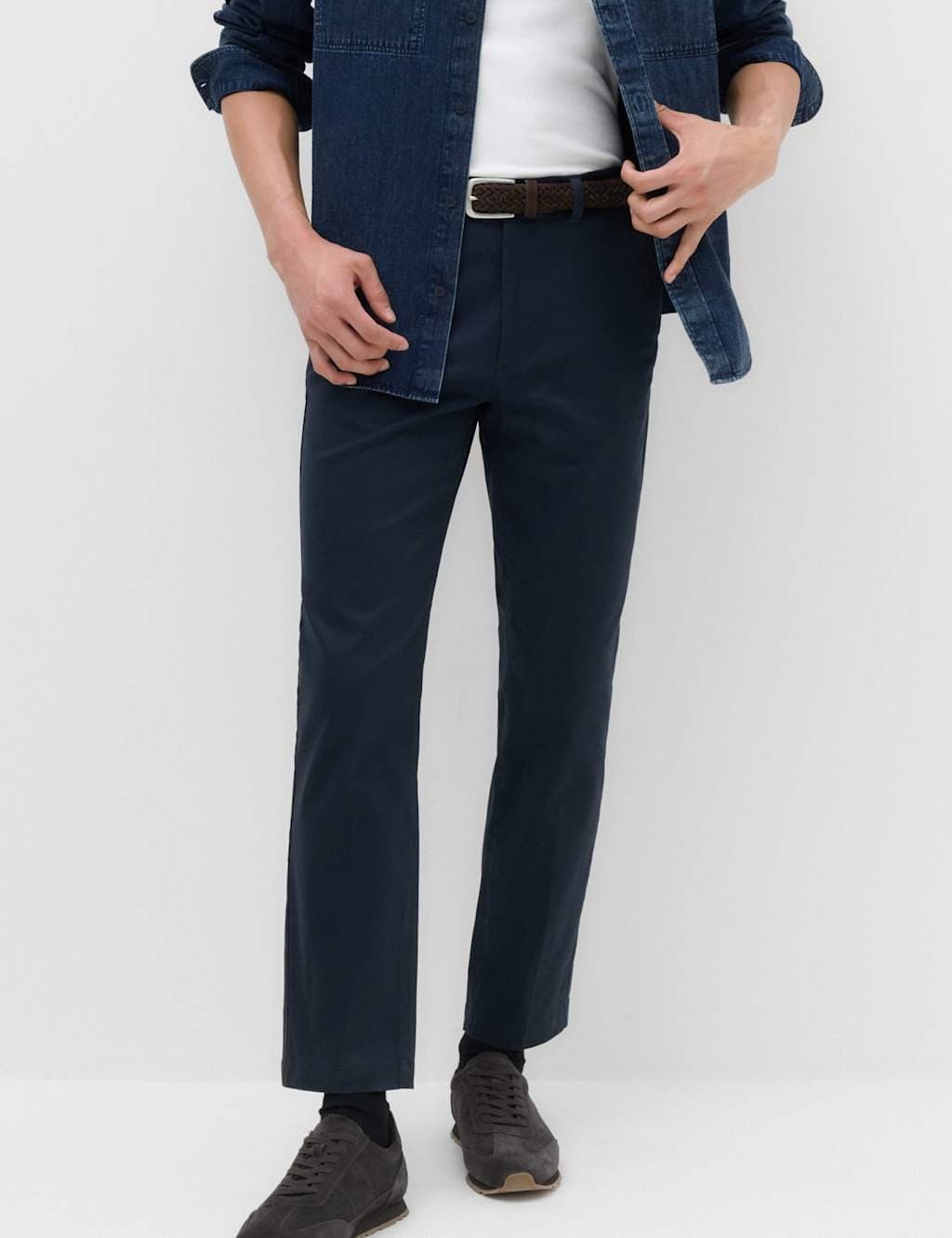 Marks & Spencer M&S Regular Fit Twill Chinos Navy