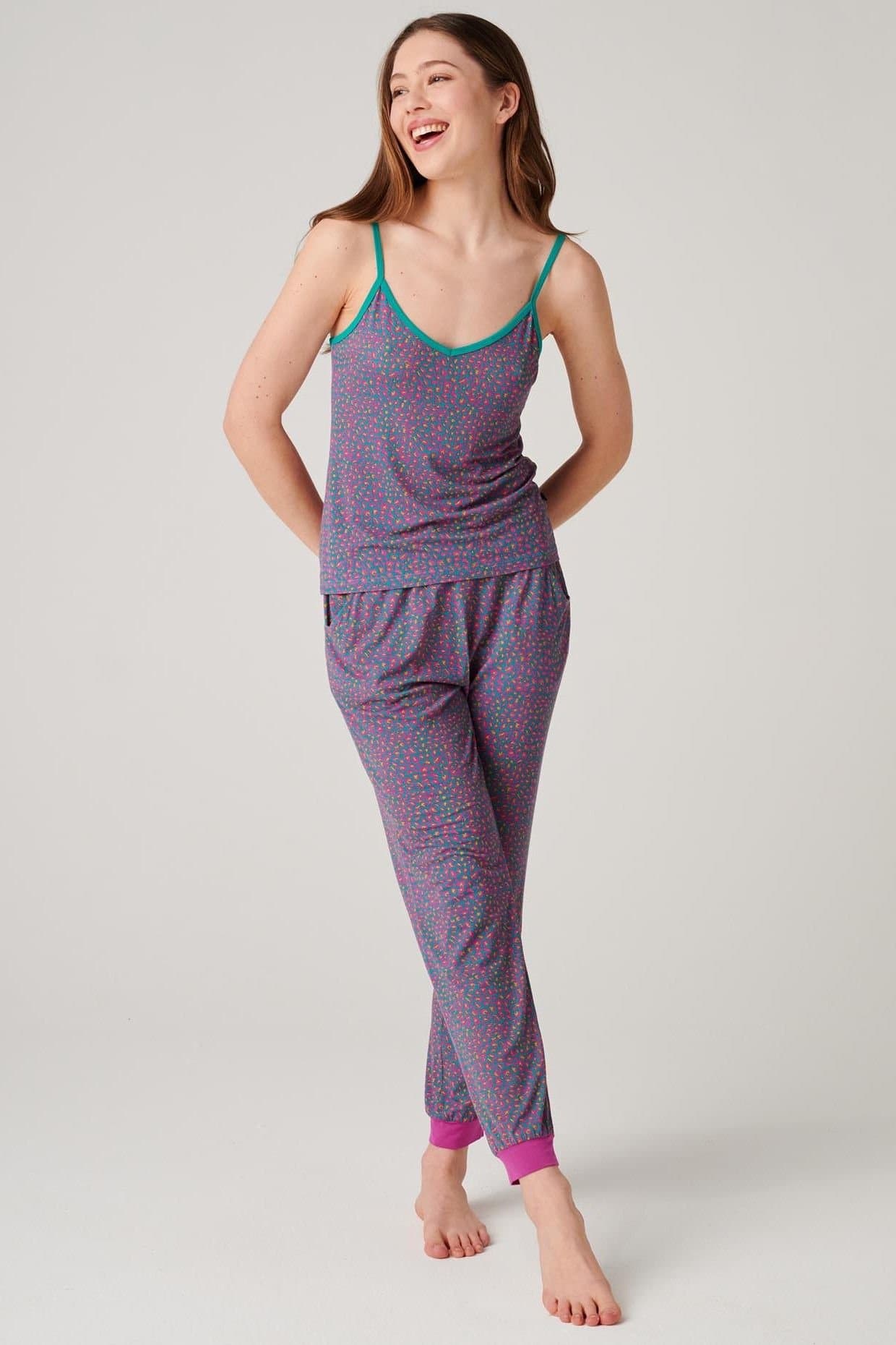 British Boxers British Boxers Women's "Spectra Leopard" Bamboo Camisole Pyjama Set in Teal