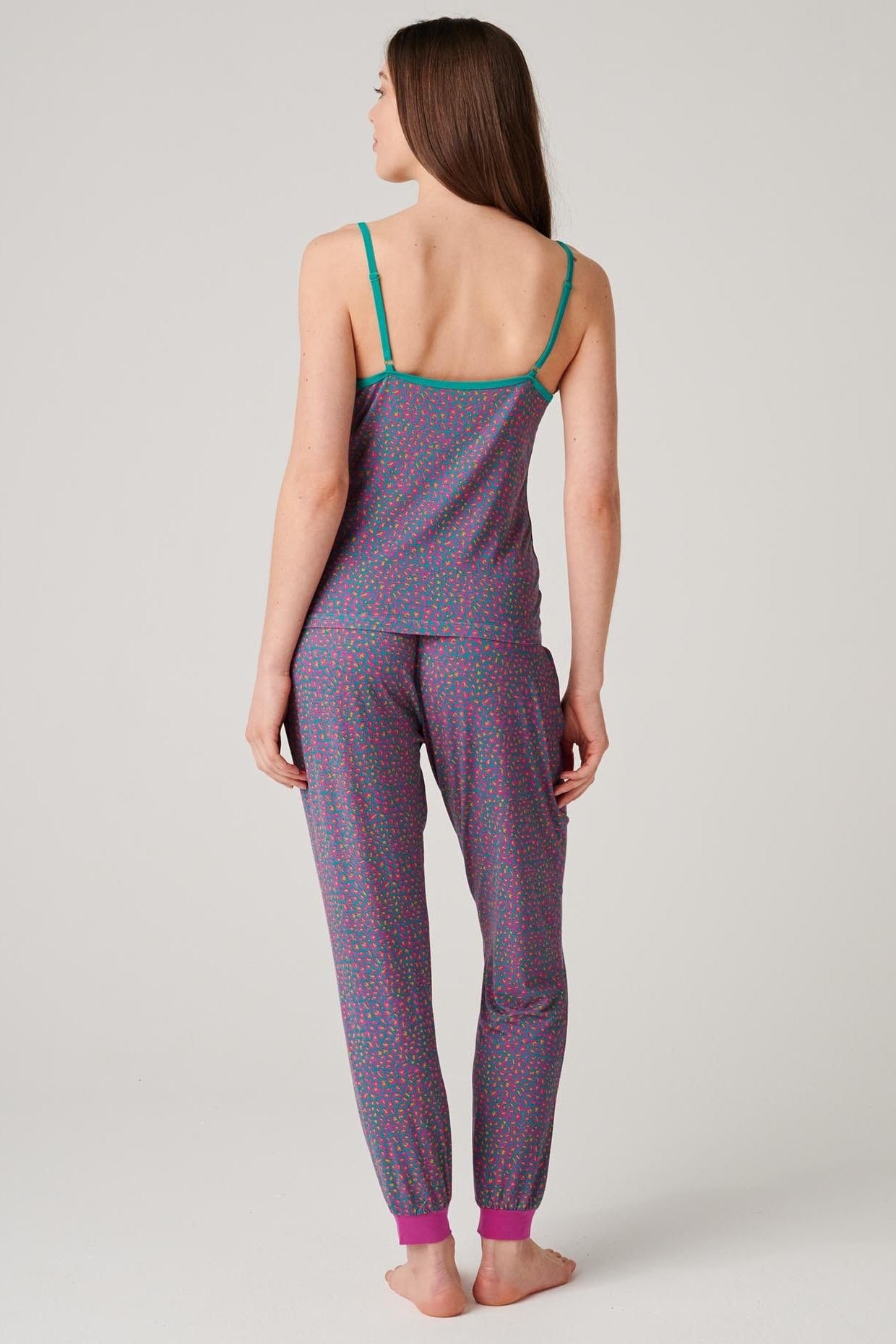 British Boxers British Boxers Women's "Spectra Leopard" Bamboo Camisole Pyjama Set in Teal - 3