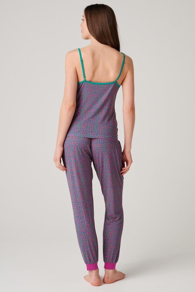 British Boxers British Boxers Women's "Spectra Leopard" Bamboo Camisole Pyjama Set in Teal - 3