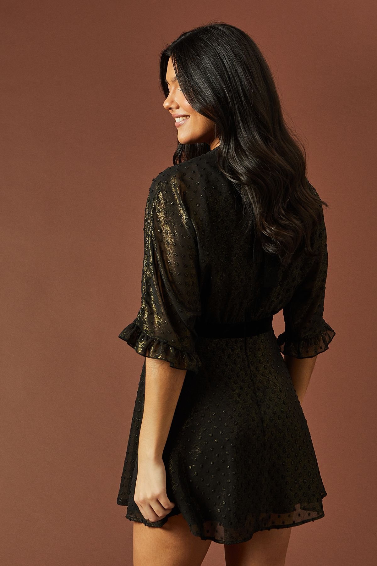 Oasis Oasis Women's Occasion Glitter High Neck Mini Dress in Black - 3