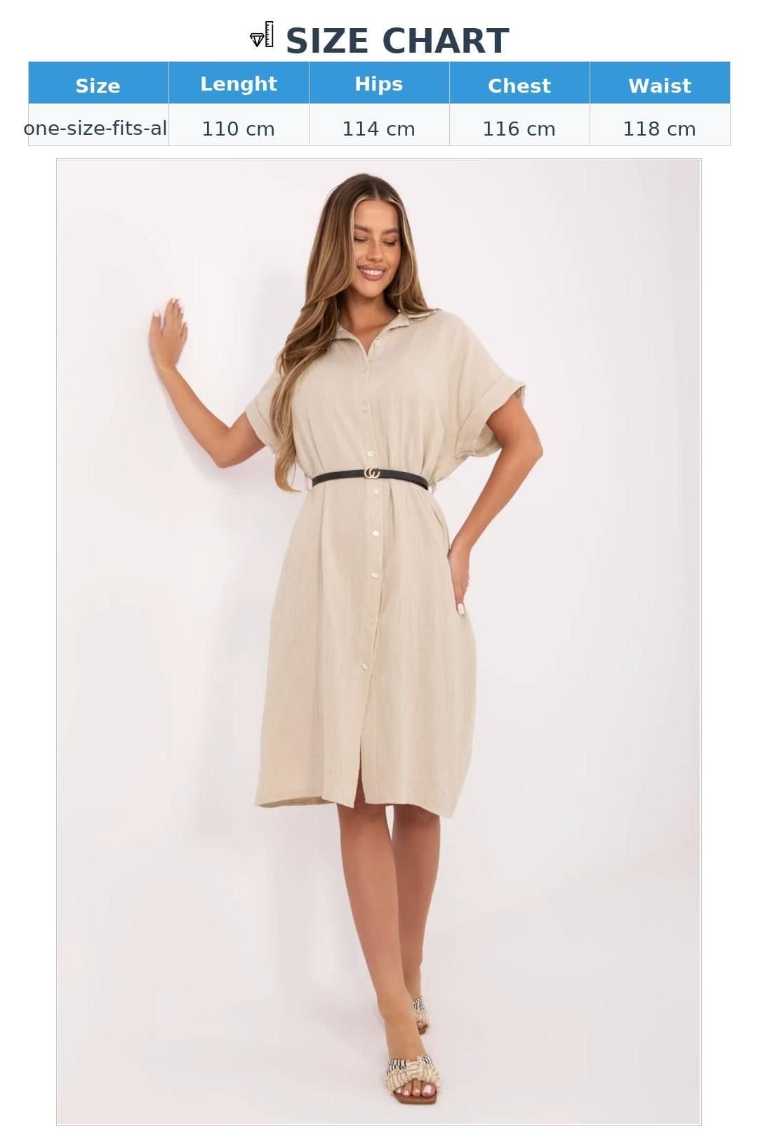 Love Lace Love Lace Women's Classic Cotton Muslin Shirt Dress with Belt Style 213237 in Beige - 4