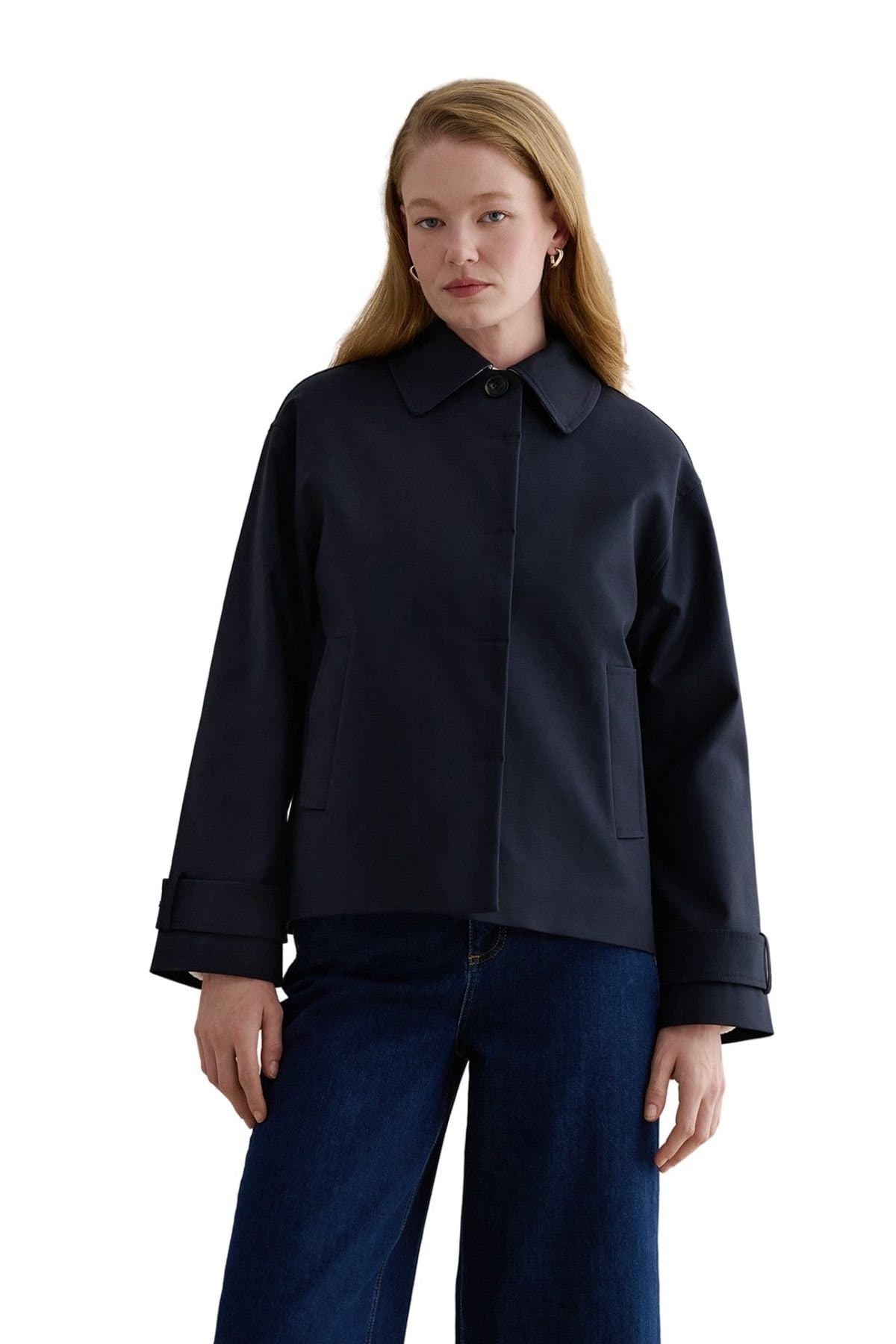 Hobbs London Hobbs London Navy Cropped Trench Coat