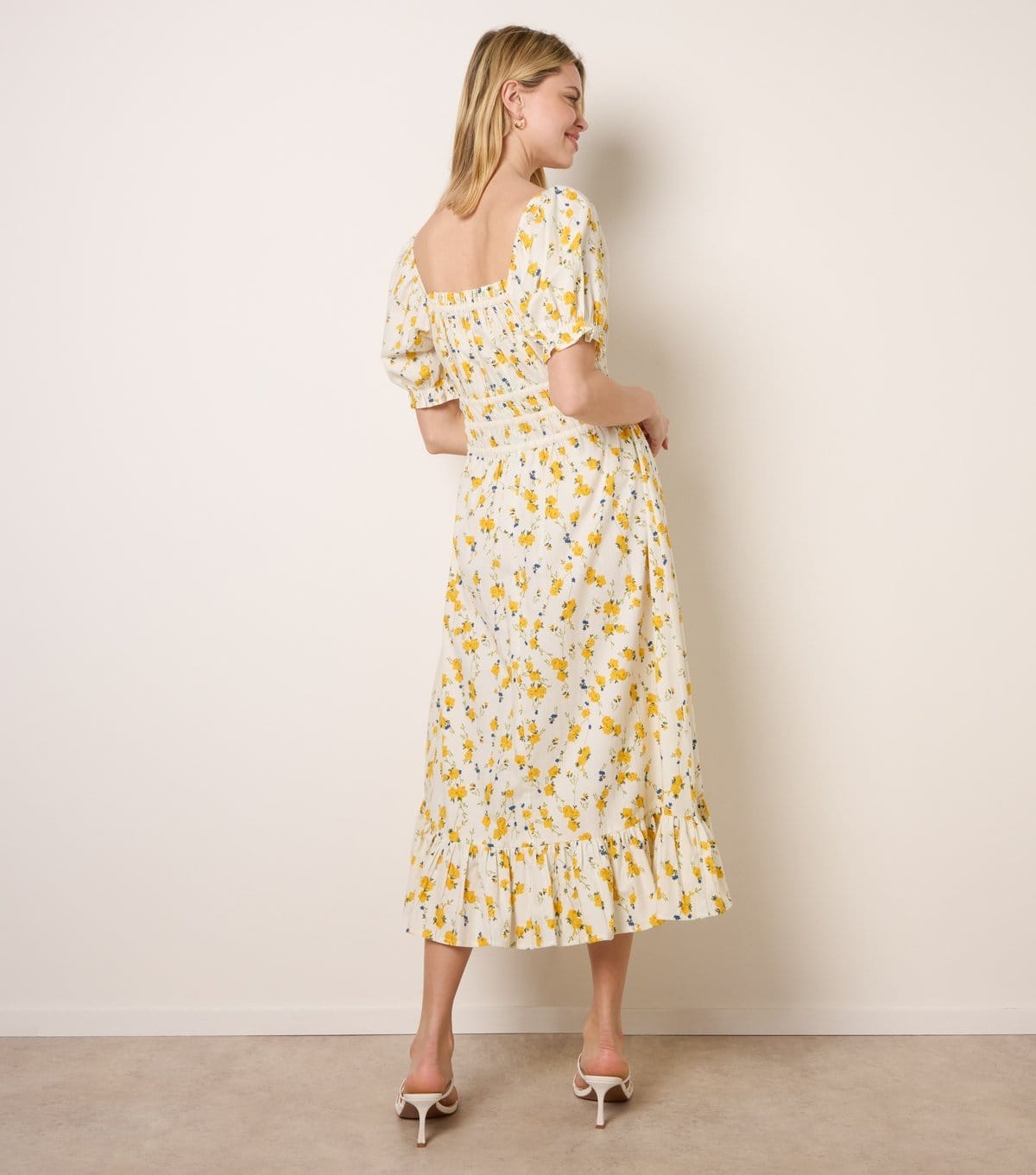 Blue Vanilla Women's Yellow Floral Milkmaid Dress Blue Vanilla New Look - 4