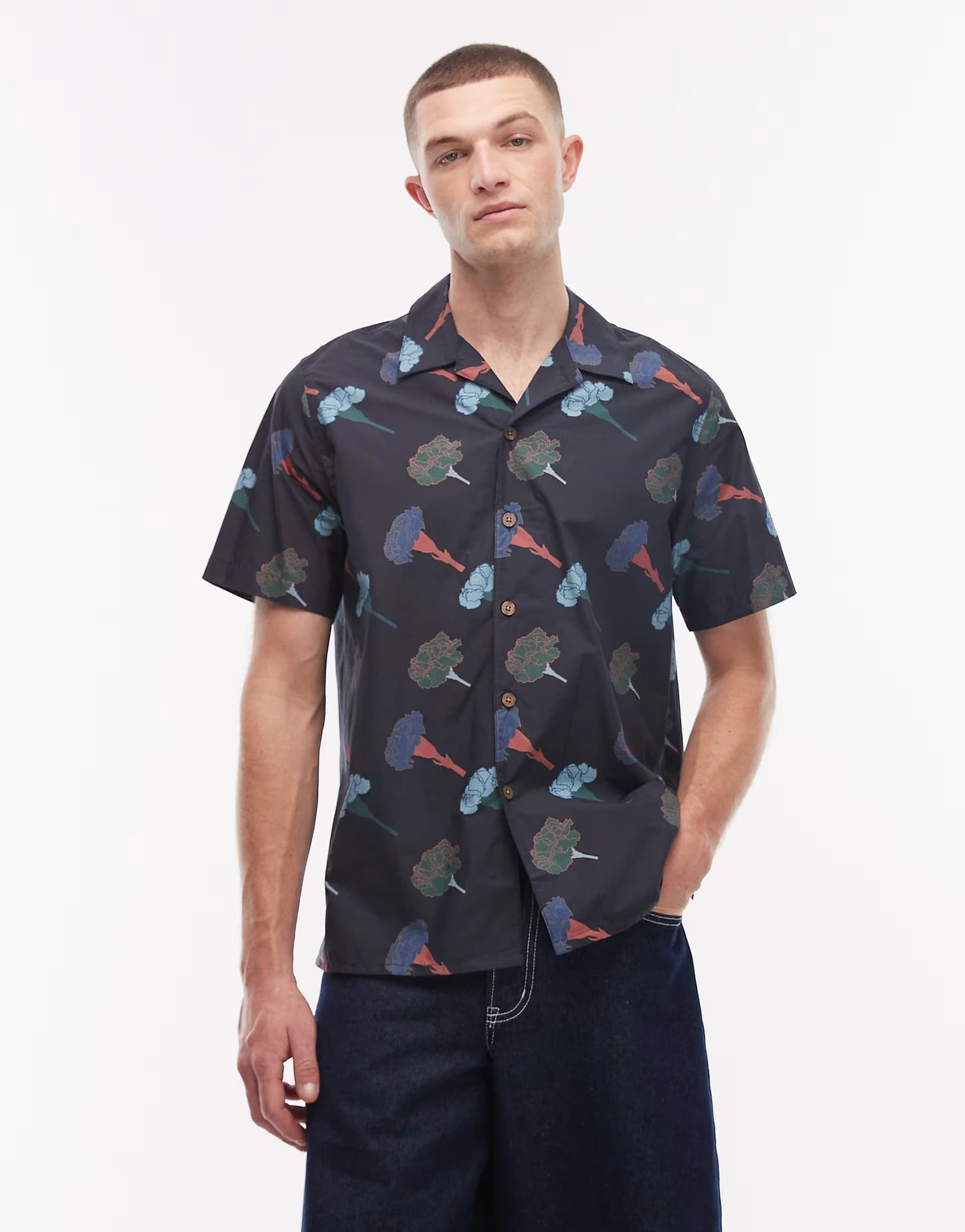 ASOS PS Paul Smith floral print shirt in navy