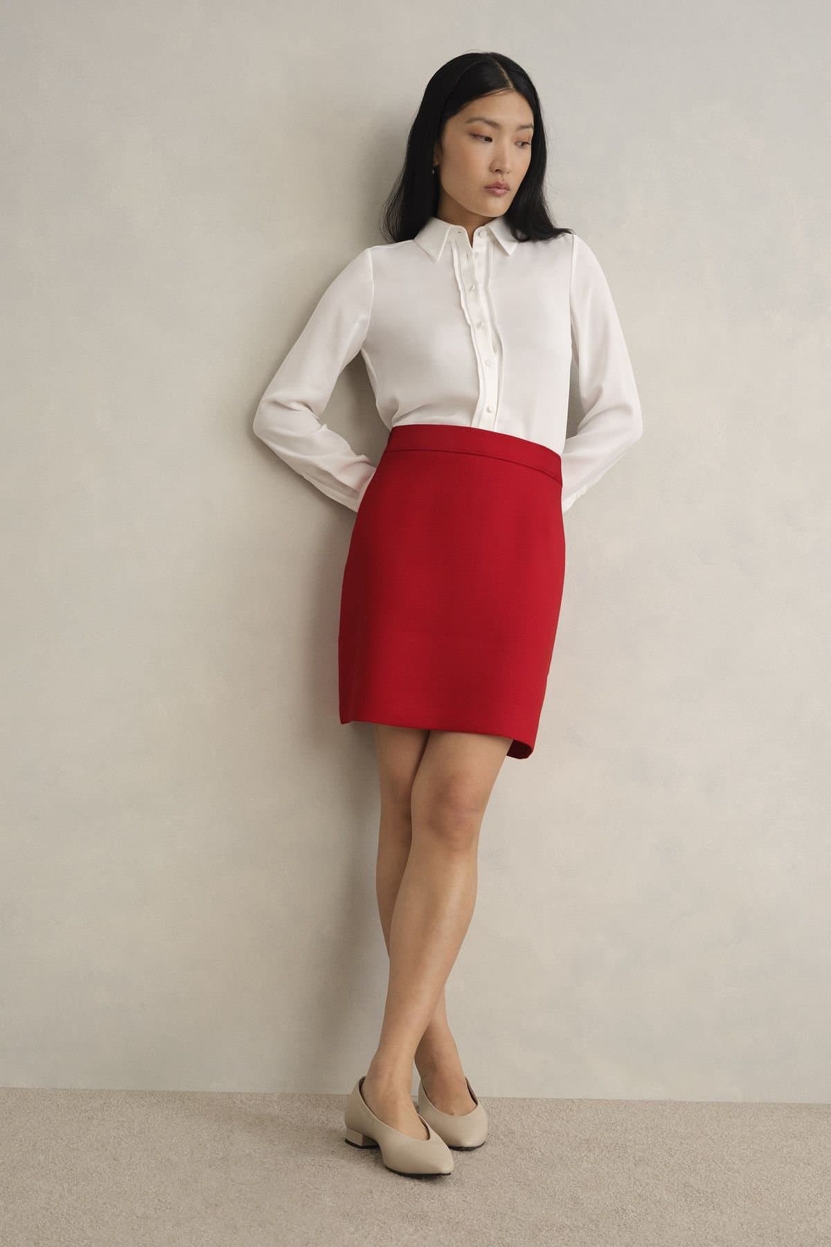 Hobbs London Hobbs London Red High Waisted Tailored Mini Skirt