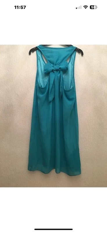 Ruiyige Turquoise Chiffon Bow Dress BNWT M
