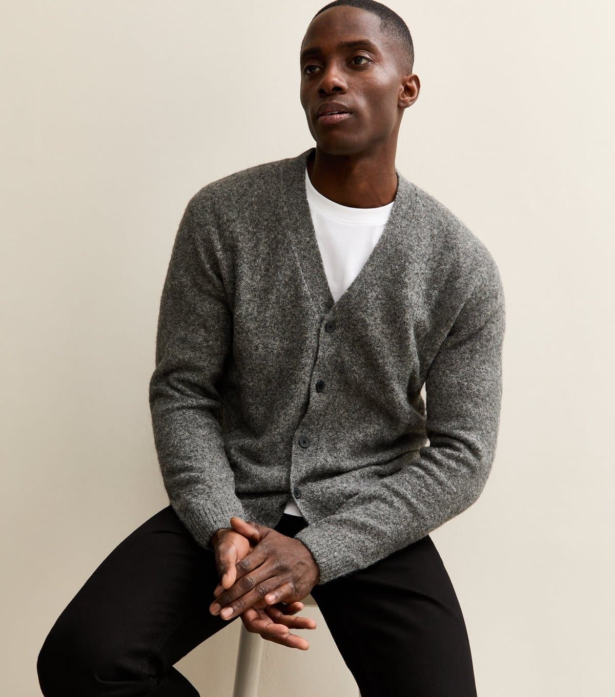 jack & jones Jack & Jones Grey Knit V-Neck Cardigan