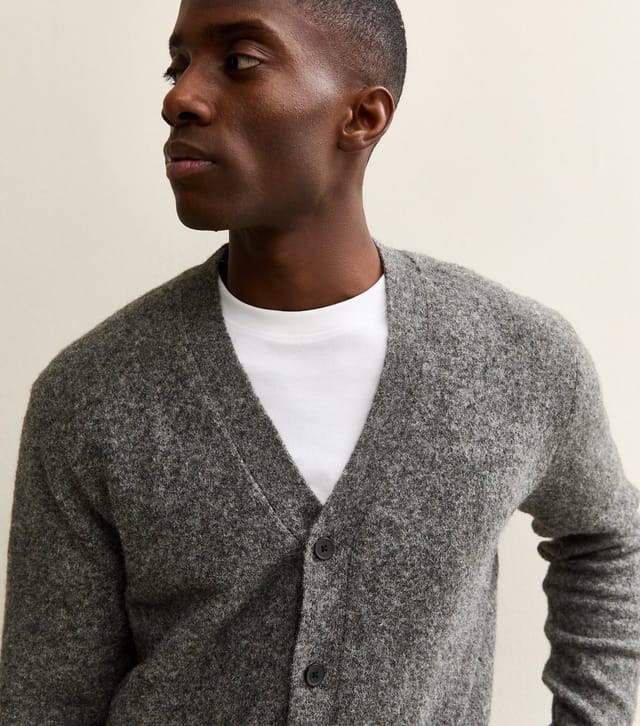 jack & jones Men's Jack and Jones Grey Knit V-Neck Cardigan Jack & Jones New Look - 2