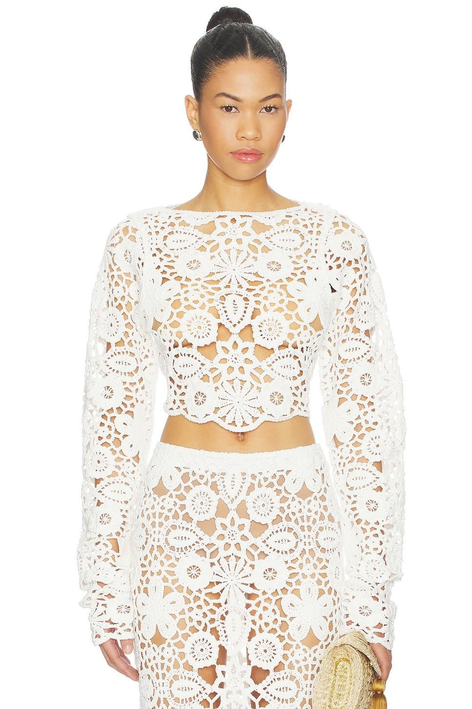 revolve Revolve White Crochet Crop Top