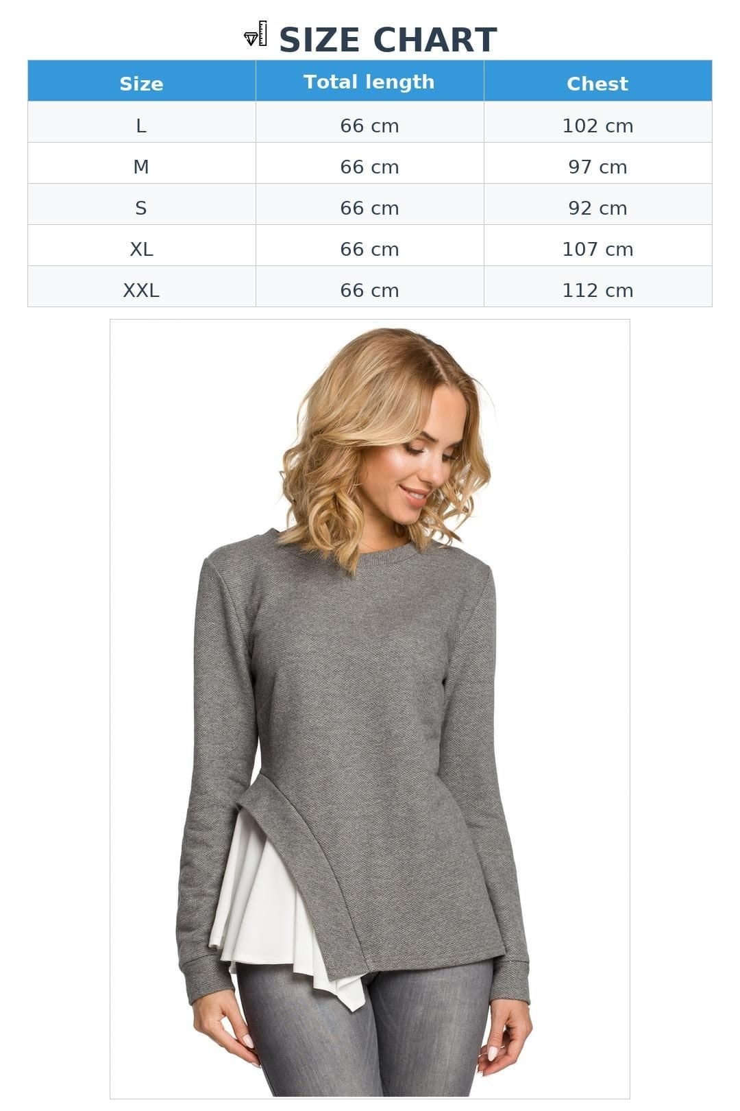Love Lace Love Lace Women's Asymmetrical Side Long Sleeve Knit Blouse in Grey - 4