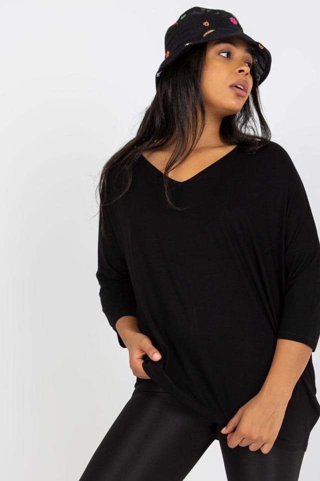 Love Lace Love Lace Women's Plus Size Blouse 3/4 Sweetheart in Black - 2